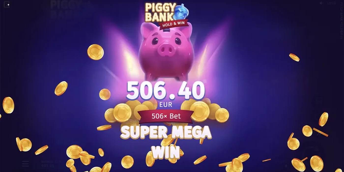Piggy Bank Hold and Win — Super Mega Win screen paying 506x bet, BGaming slot